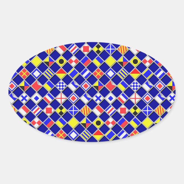 Dekoration der 3D-Effekte Gestaltete eckte nautisc Ovaler Aufkleber (Vorderseite)