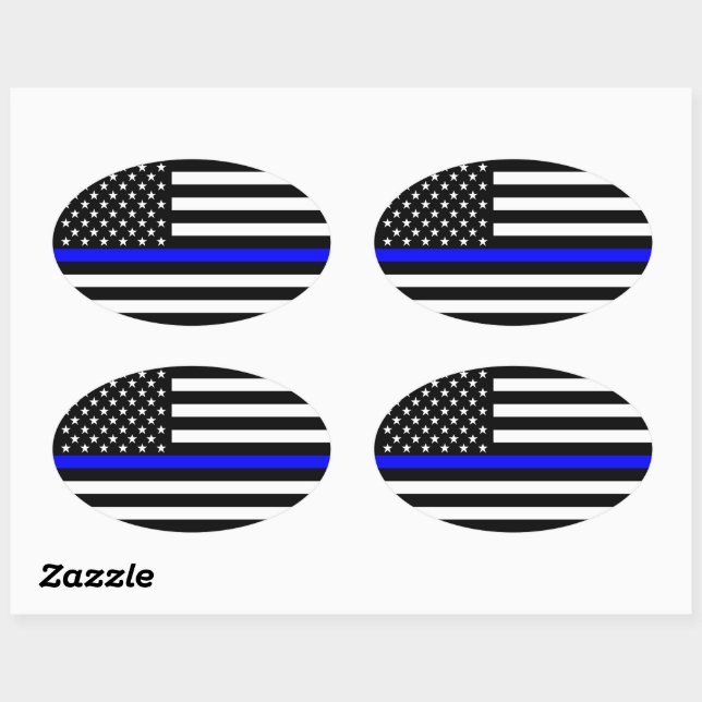 Dekoration der American Thin Blue Line Ovaler Aufkleber (Blatt)