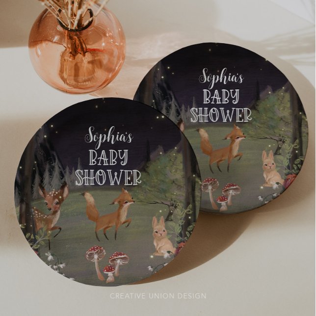 Dekoration der bezaubernden Woodland-Babydusche Pappteller (Von Creator hochgeladen)