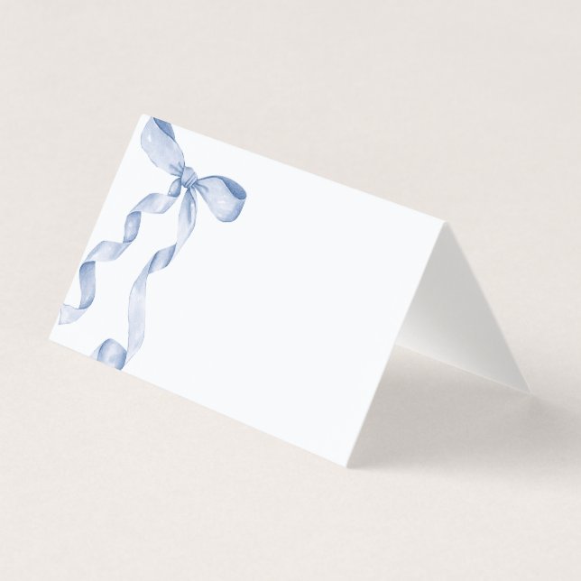 Dekoration der Blauen Coquette Bow-Platzkarte (Vorderseite)