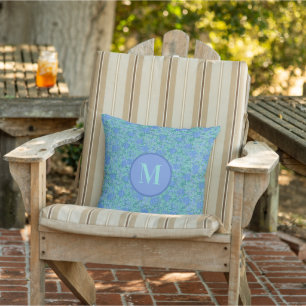 Dekoration der blauen und Aqua Floral Summer Monog Kissen