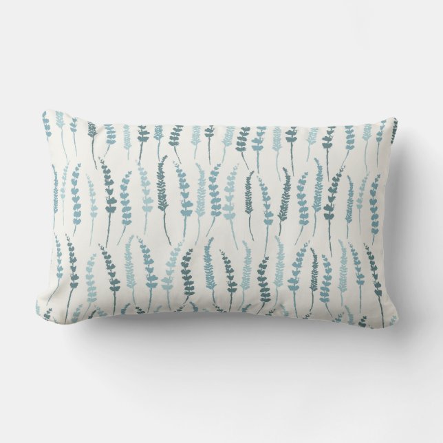 Dekoration der Blue Fern Print Hütte Lendenkissen (Vorderseite)