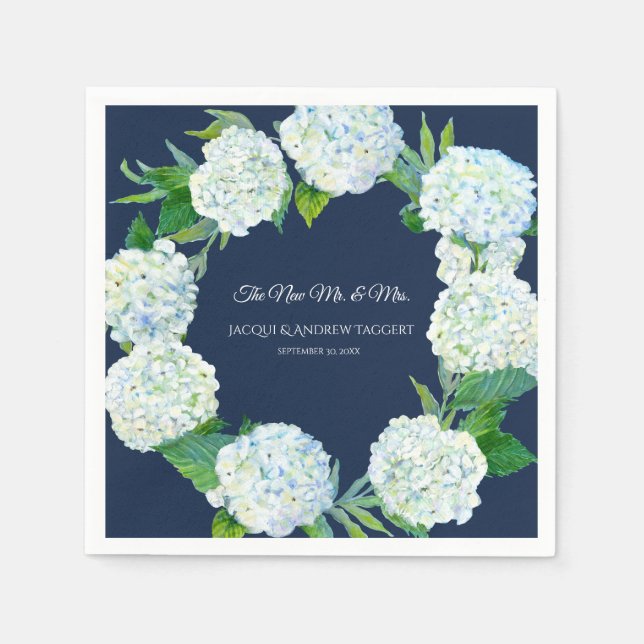 Dekoration der Hochzeitsempfangskunst Navy W White Serviette (Vorderseite)