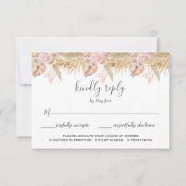Dekoration der neutralen Palme und Pampas-Blume Ho RSVP Karte