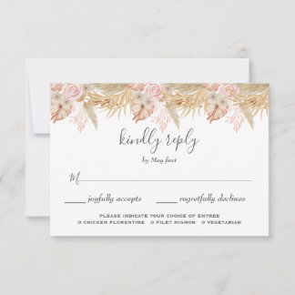 Dekoration der neutralen Palme und Pampas-Blume Ho RSVP Karte