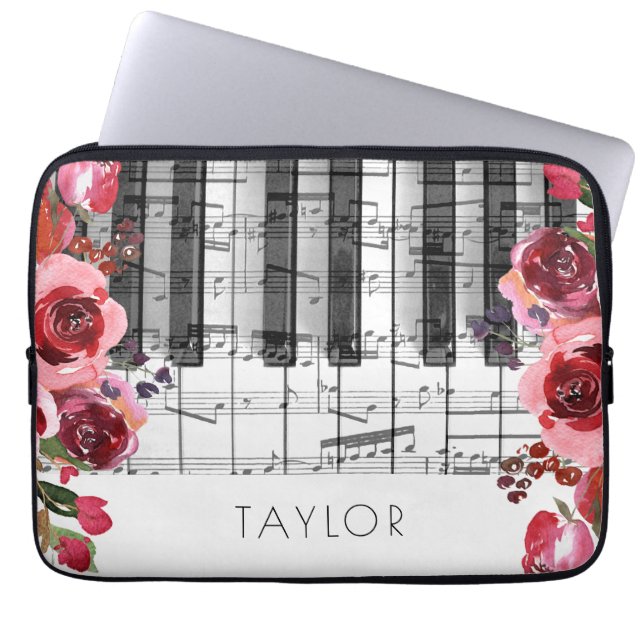 Dekoration der rosa Blume des Piano Marsala Laptopschutzhülle (Vorderseite)