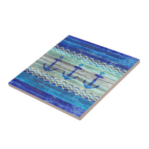 Dekoration der Rustikalen Navy Blue Coastal Anker Fliese