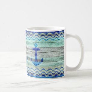 Dekoration der Rustikalen Navy Blue Coastal Anker Kaffeetasse