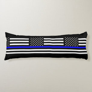 Dekoration der USA-Flagge Schwarz-Weiß-Thin Blue L Seitenschläferkissen