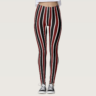 Dekoration der vertikalen schwarzen Maroon-Streife Leggings