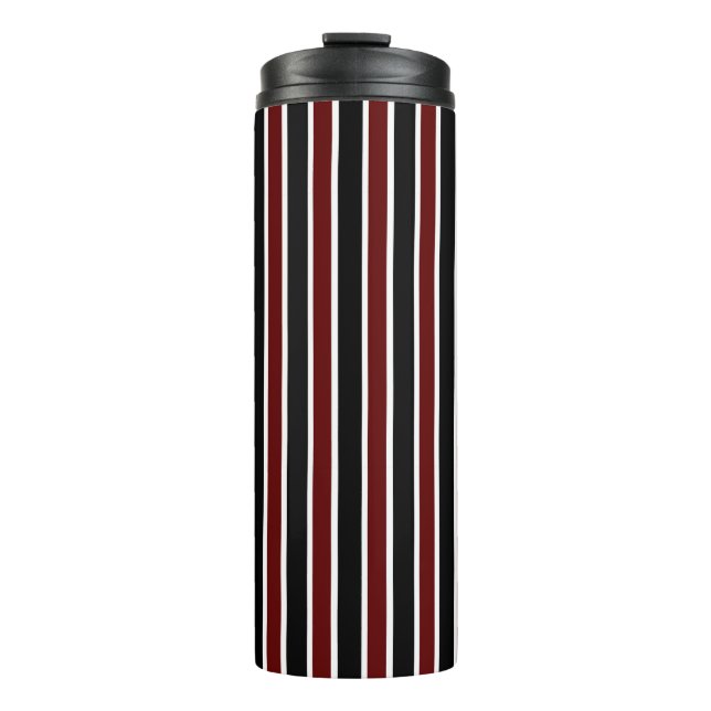 Dekoration der vertikalen schwarzen Maroon-Streife Thermosbecher (Vorderseite)