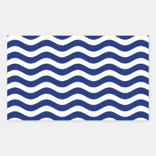 Dekoration der Wavy Navy Stripes Rechteckiger Aufkleber