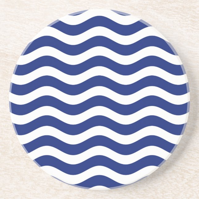 Dekoration der Wavy Navy Stripes Sandstein Untersetzer (Vorne)