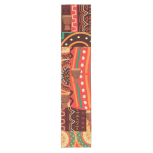 Dekoration des African Black Kente Tribal Pattern Kurzer Tischläufer