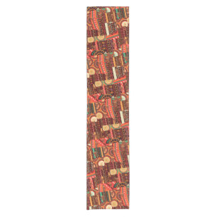 Dekoration des African Black Kente Tribal Pattern Kurzer Tischläufer