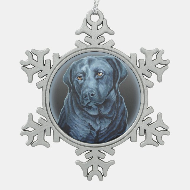 Dekoration des Blue Dog Holiday Schneeflocken Zinn-Ornament (Vorderseite)