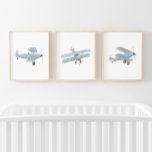Dekoration des Blue Watercolor Biplane Boy Travel  Bilderwand Sets<br><div class="desc">Fügen Sie Ihrem kleinen Platz eine Touch mit diesem Set von 3 Aquarellbändern hinzu.</div>