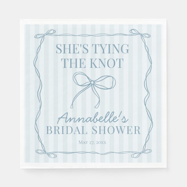 Dekoration des Brautparty Blue Coquette Bow Pastel Serviette (Vorderseite)