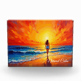 Dekoration des Girl Sunset Beach Fotoblock
