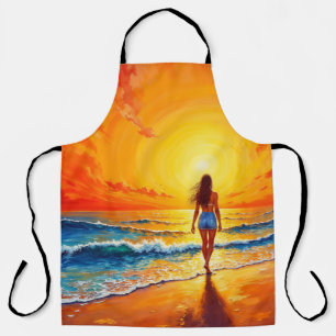Dekoration des Girl Sunset Beach Schürze