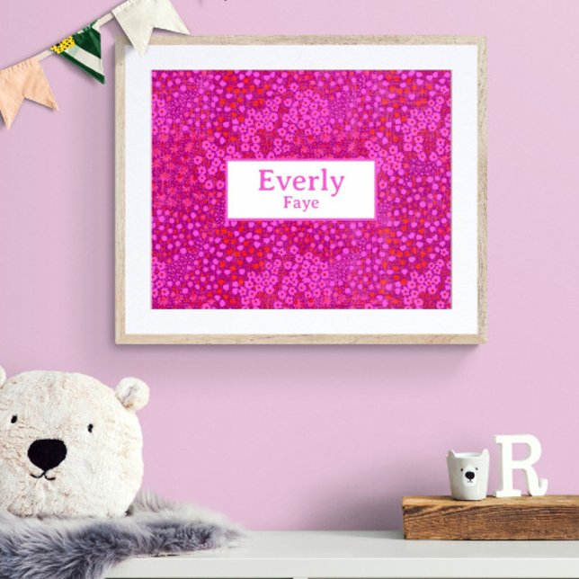 Dekoration des Kinderzimmer für Babymädchen in Hot (Customize the name! Shown with white mat, wood frame. You will receive print or digital image only. )