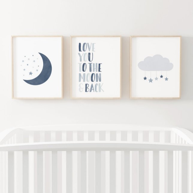 Dekoration des Navy Blue Moon and Stars Kinderzimm Bilderwand Sets (Von Creator hochgeladen)