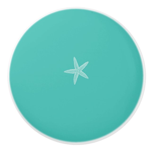 Dekoration des Starfish Aqua Aquamarin Blue Beach Keramikknauf (Vorderseite)