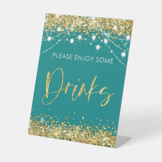 Dekoration für aquamarines Gold Drink Party Sockelschild