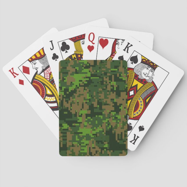 Dekoration im Holzstil: Digital Green Camouflage Spielkarten (Rückseite)