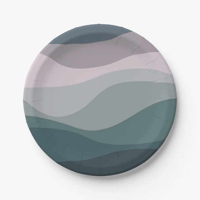 Dekoration im Retro-Stil mit lila und türkisfarben Pappteller (Vorderseite)