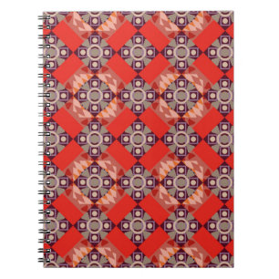 Dekoration in Braun, Beige und Rot. Stickerin Notizblock