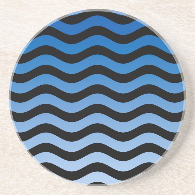 Dekoration mit blauen Farben und Streifen Sandstein Untersetzer (Vorne)