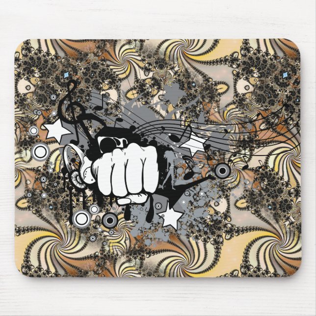 Dekoration mit Fraktal und Faust Mousepad (Vorne)