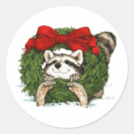 Dekoration und Raccoon Runder Aufkleber