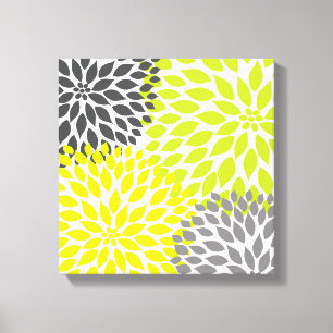 Dekoration von Chartreuse Green und Gray Dahlia Mo Leinwanddruck