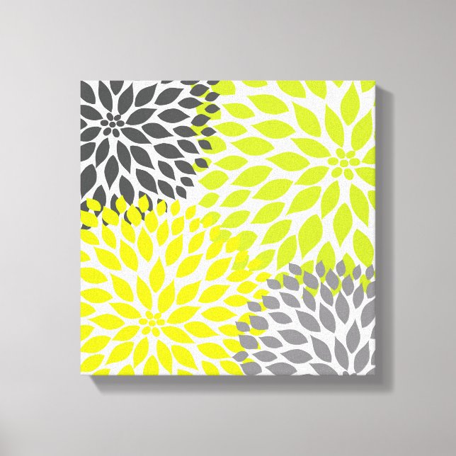 Dekoration von Chartreuse Green und Gray Dahlia Mo Leinwanddruck (Vorderseite)