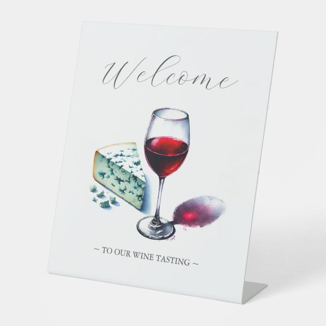 Dekoration von Käse und Wein Sockelschild (Vorderseite)