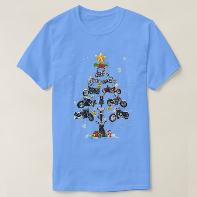 Dekoration von Motorrädern Weihnachtsbaum T-Shirt (Design vorne)