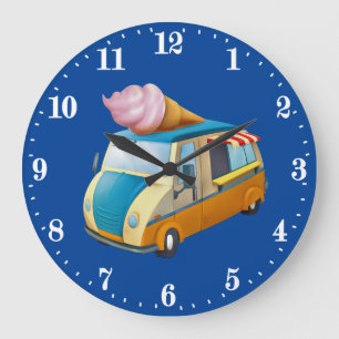 Dekoration von niedlichen Eis-LKW Große Wanduhr