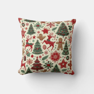 Dekoration von Rentier und Weihnachtsbaum Kissen