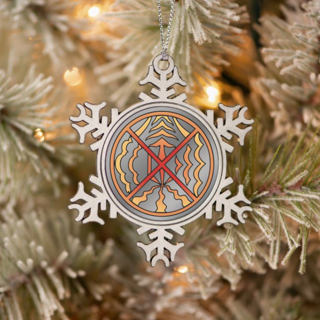 Dekoration von Weihnachtsschmuckstücken im Tribal Schneeflocken Zinn-Ornament (Baum)
