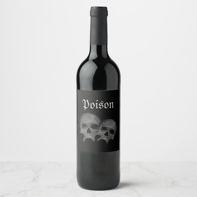 Dekorationen des gotischen Schädelgift-Halloween-P Weinetikett (Vorderseite)