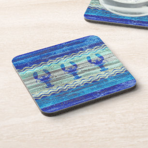 Dekorationsarbeiten an den rosticischen Navy Blue Untersetzer