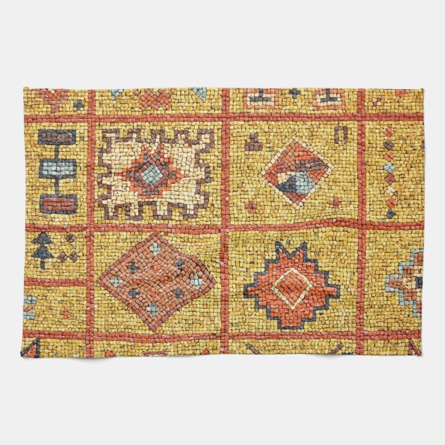Dekorationsarchitektur-Marokko-Islam des Mosaiks Geschirrtuch (Horizontal)