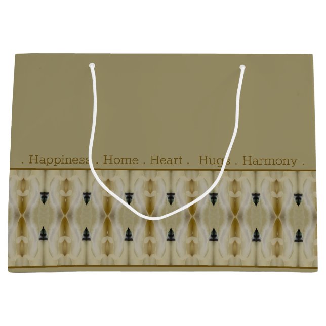 Dekorationsmuster auf Beige Große Geschenktüte (Vorderseite)