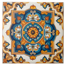 Dekorativ Blau Gelb Mittelmeer