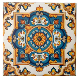 Dekorativ Blau Gelb Mittelmeer Fliese