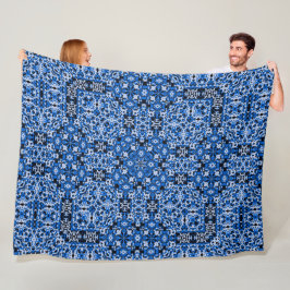 Dekorativ Blue Denim Satin Mandala Quilt Pattern Fleecedecke