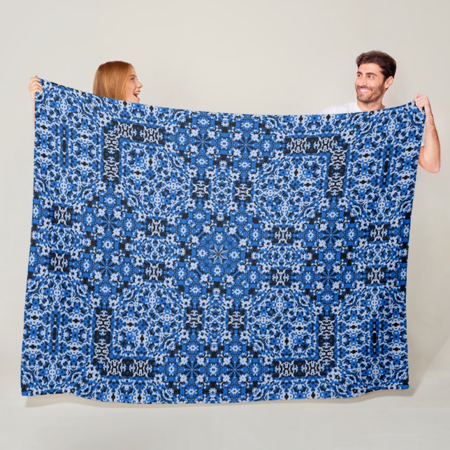 Dekorativ Blue Denim Satin Mandala Quilt Pattern Fleecedecke (Beispiel)
