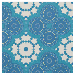 Dekorativ Boho Chic Blue & White Geometric Stoff
